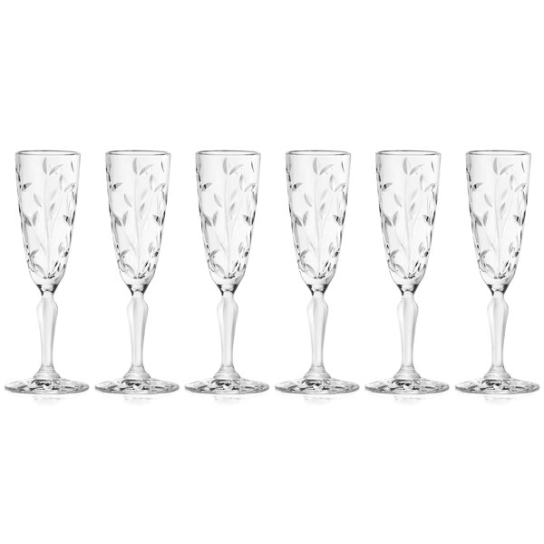Majestic Crystal 6 Piece 5.4oz. Glass Flute Glassware Set Wayfair